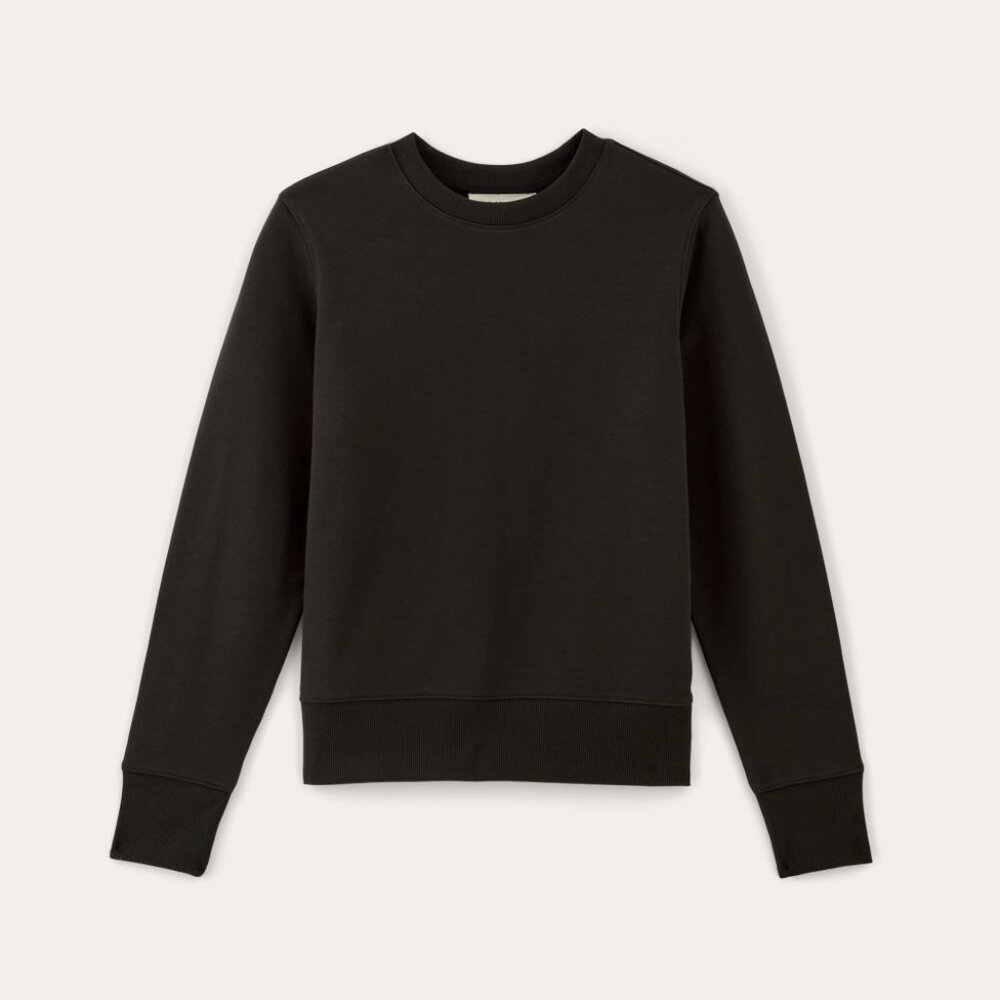 Everlane Off-Duty Terry Crew Neck in Black, Size Small, Cotton/Polyester